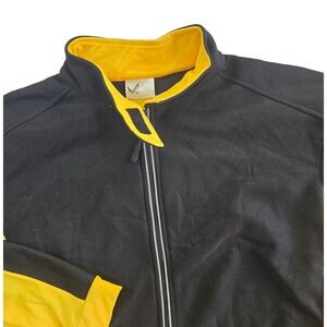 Maks Bike Wear Size L Jacket Windbreaker Yellow Black Refective Cycling Full Zip